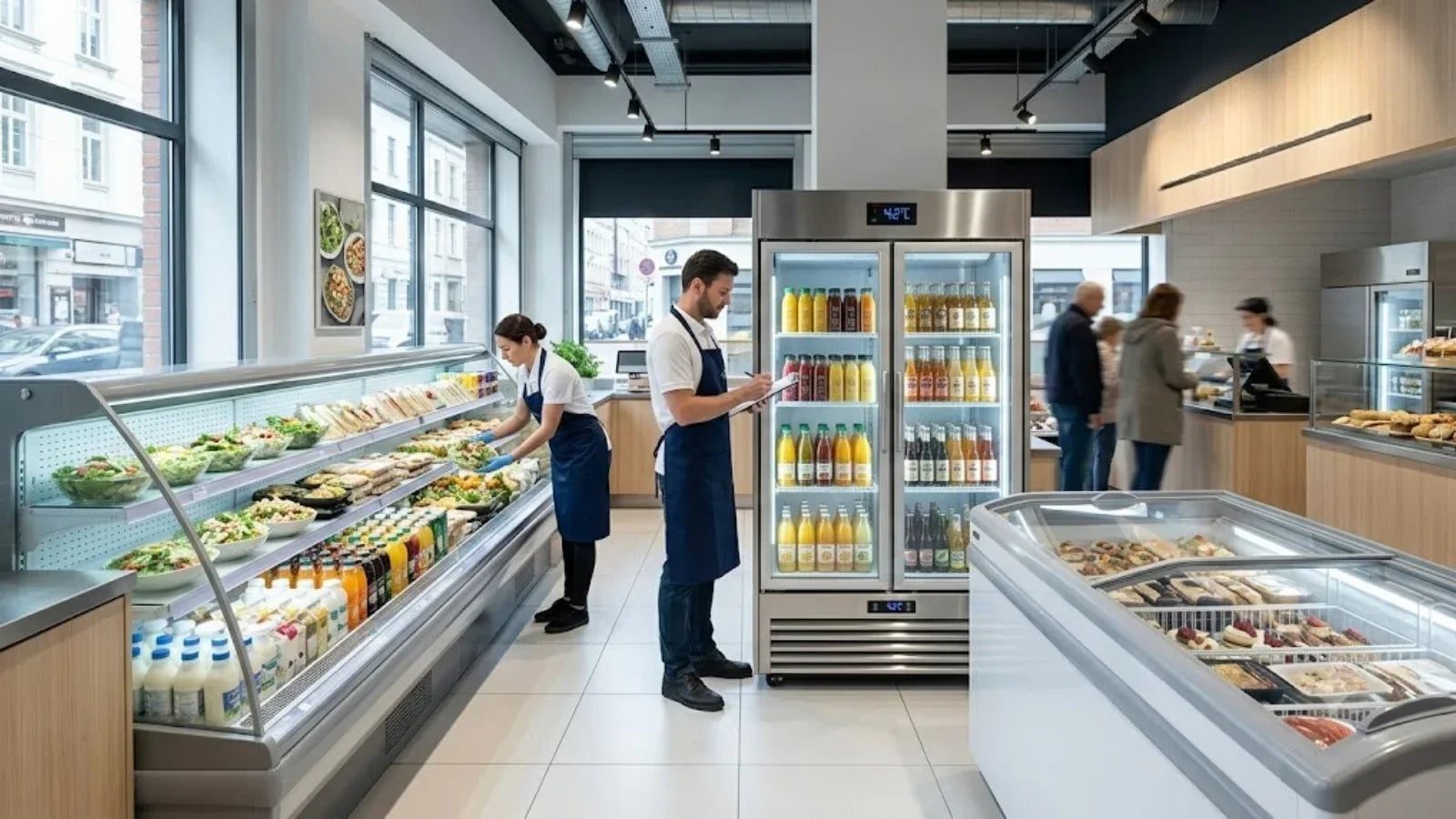 Negocio de food service con vitrinas, refrigeradores y congeladores INDUFRIAL para conservación y exhibición de alimentos