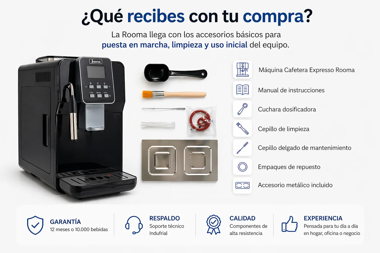 Cafetera Espresso Superautomática Rooma con Molino Integrado