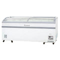 Congelador horizontal dual Indufrial ICV-700 de 700 litros, vista superior con seis canastillas y puertas semicurvas corredizas.