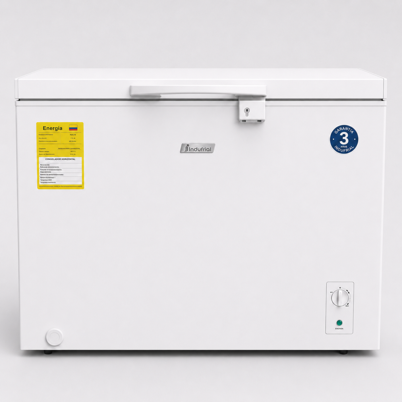 Vista frontal del congelador horizontal dual Indufrial ICC-210 ECO de 212 litros