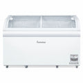 Vista frontal del congelador horizontal dual Indufrial ICV-500 de 500 litros, con puertas deslizables y control manual.